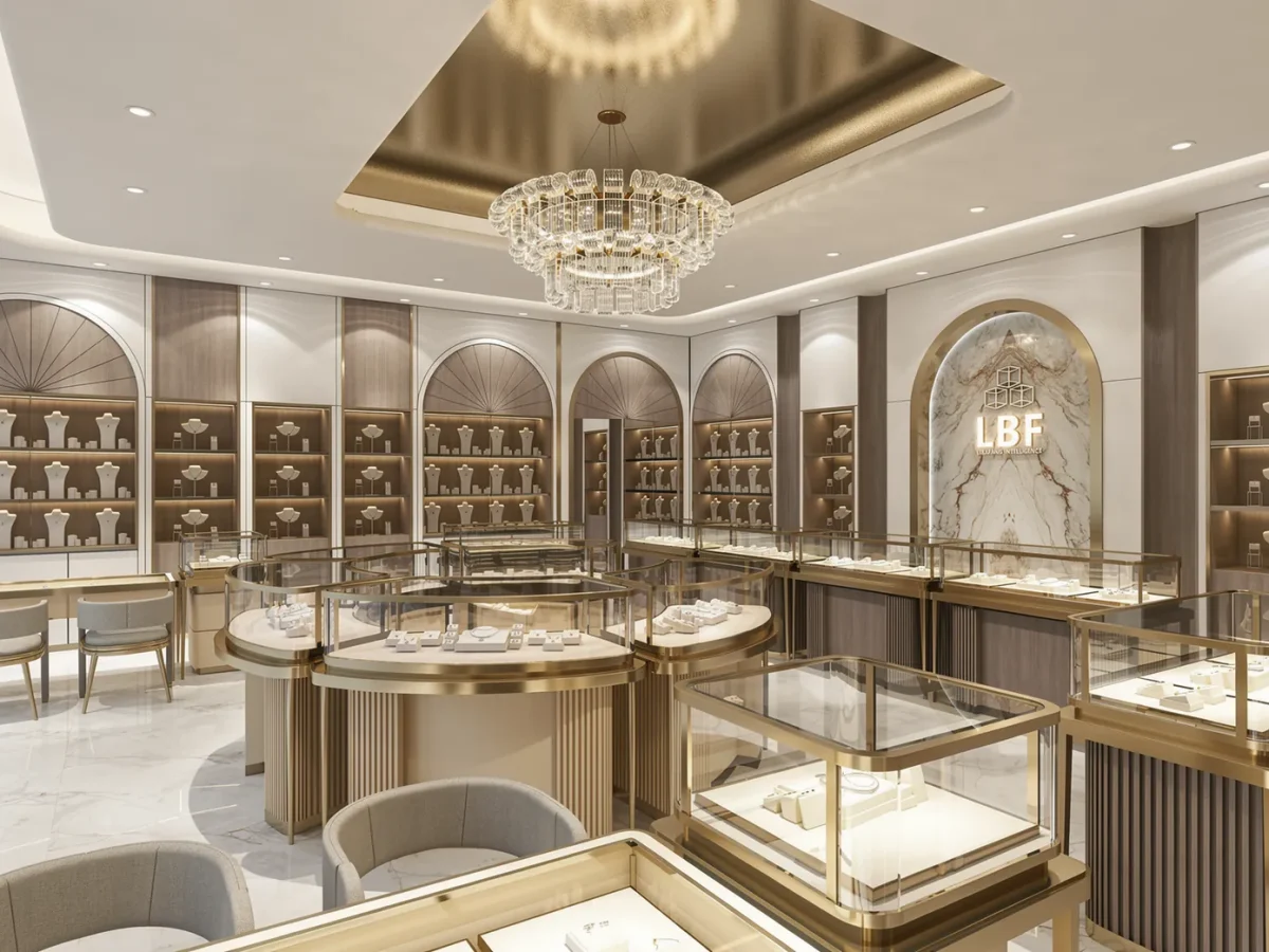 Vetrina in vetro per boutique di lusso